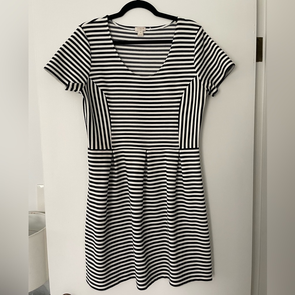 J. Crew Black and White Striped Mini Dress